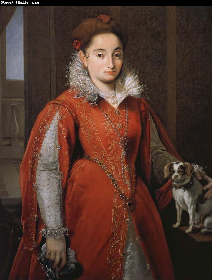 Alessandro Allori With the red dog lady